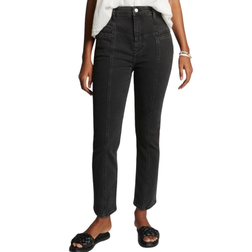 Anthropologie- Pilcro Jeans Women's Size 31 Black Denim Slim Straight High-Rise